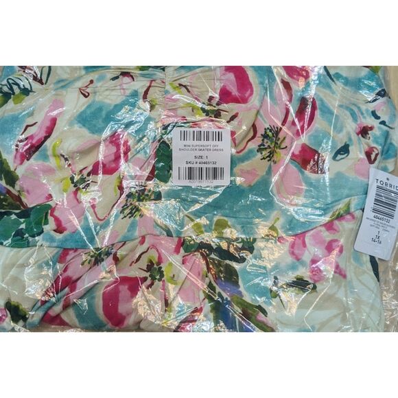 NWT Torrid 1X Floral Print Mini Supersoft Off Shoulder Skater Dress Size 14-16 - Picture 8 of 8